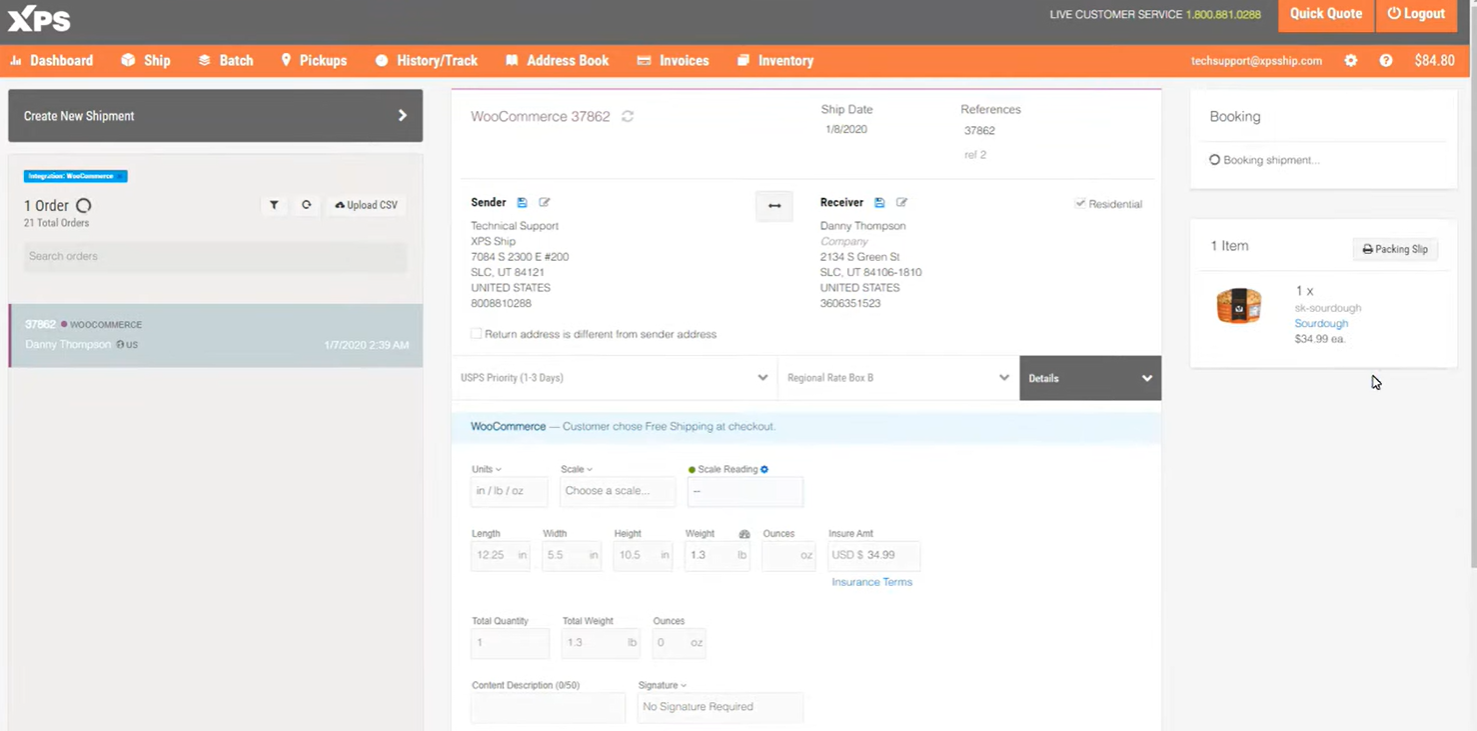 screenshot of Descartes XPS Ship